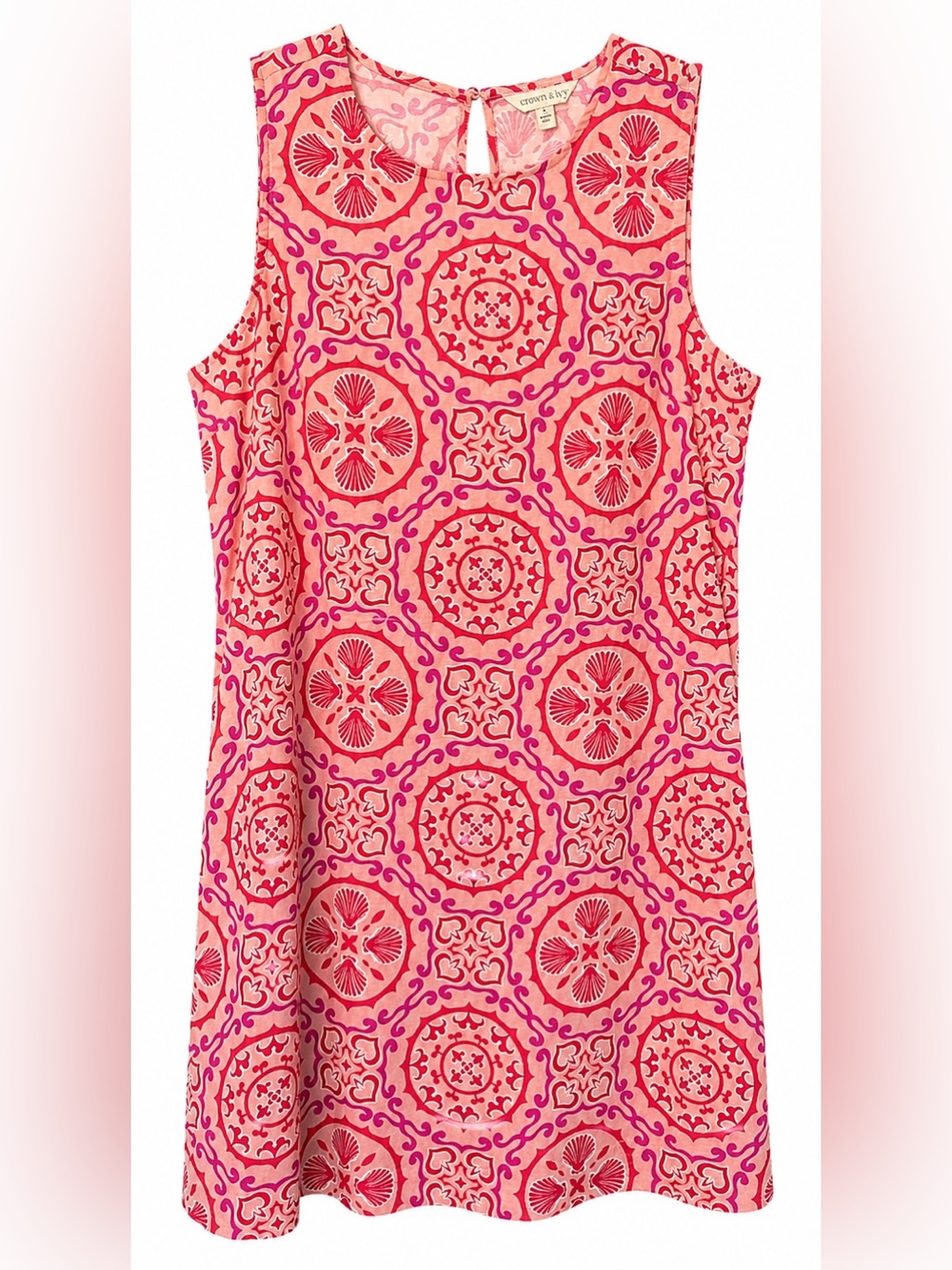 Crown & Ivy Cotton Blend Sleeveless Shift Dress- L